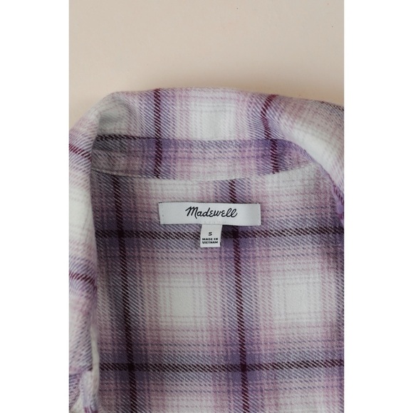 Sz S Madewell Flannel Kempton Button Up Shirt Linbrook Plaid In Smoky Grape GUC - Picture 4 of 5
